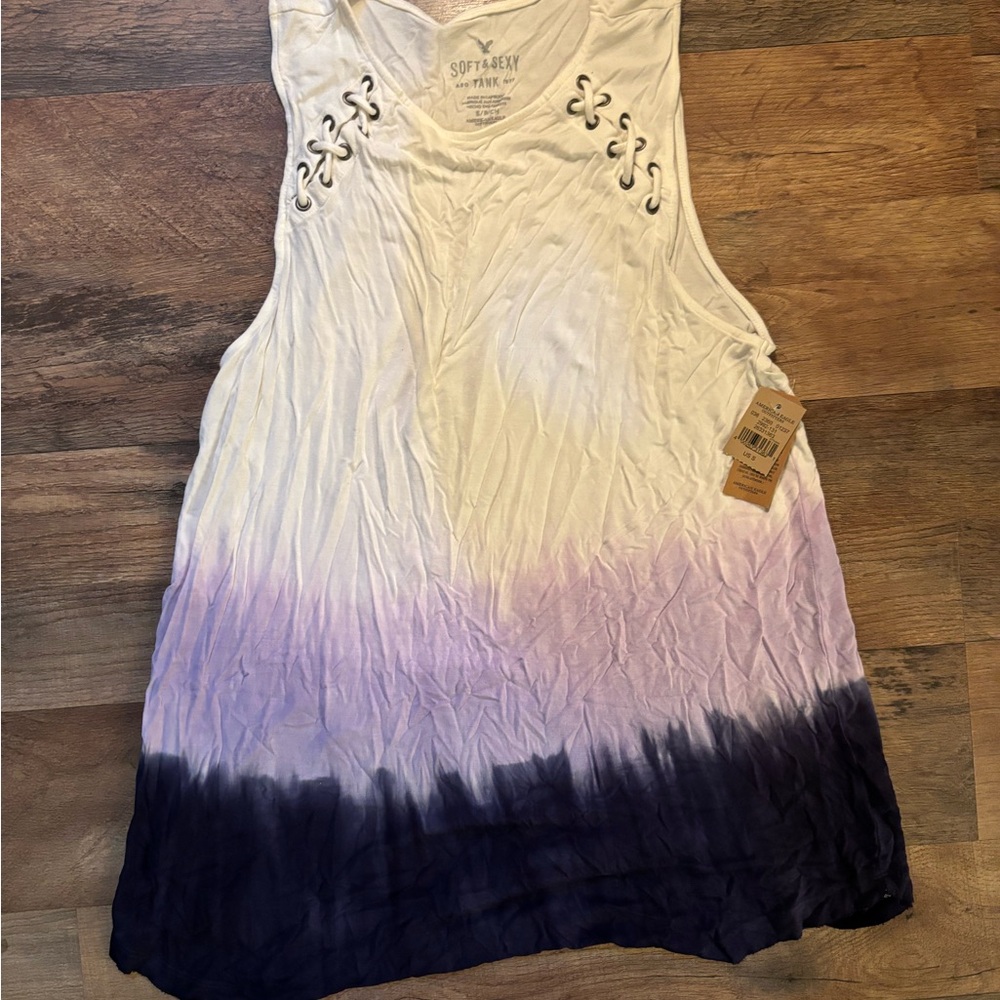 American Eagle Outfitters White and Purple Ombre Tank Top Size Small!